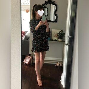 Petal & Pup Dark Teal Floral Long Sleeve Mini Dress